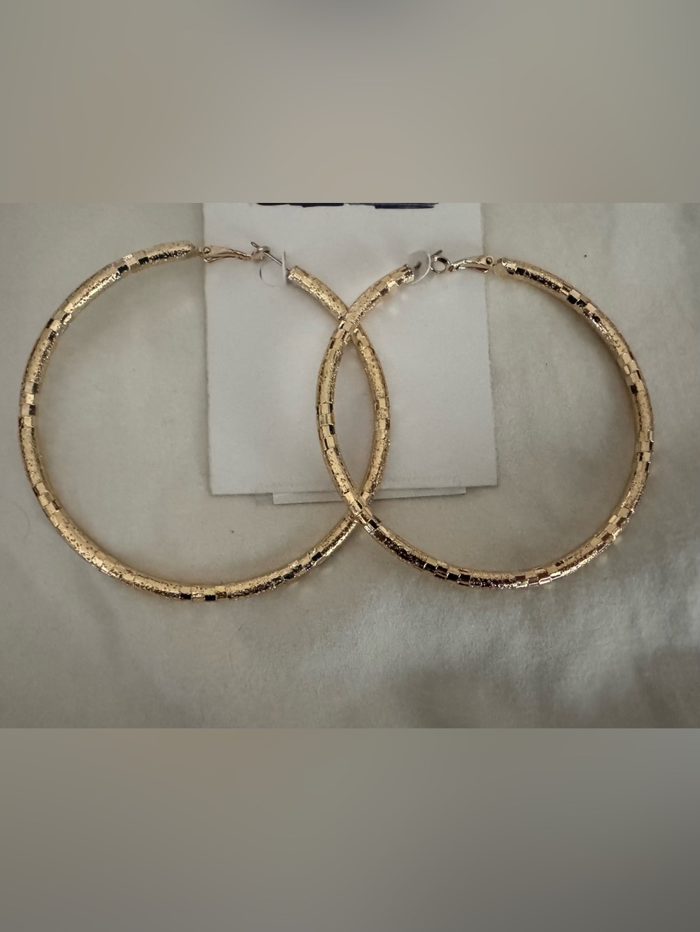Gold Textured Hoop Earrings - Women Jewelry